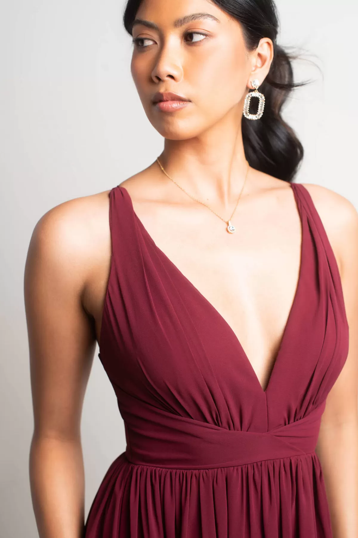Tobi All I Ever Need Deep V High Slit Maxi Dress - Burgundy* Mother Of The Bride Groom Dresses | Grandmother Of The Bride Dresses