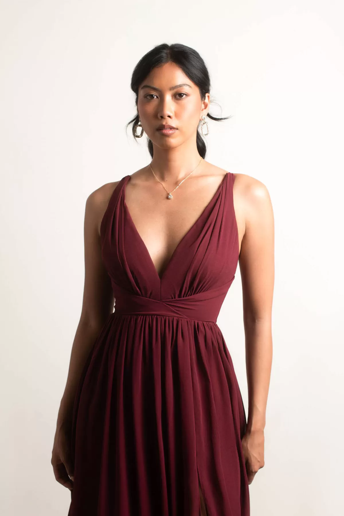 Tobi All I Ever Need Deep V High Slit Maxi Dress - Burgundy* Mother Of The Bride Groom Dresses | Grandmother Of The Bride Dresses