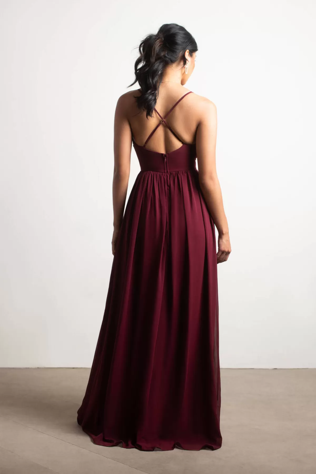 Tobi All I Ever Need Deep V High Slit Maxi Dress - Burgundy* Mother Of The Bride Groom Dresses | Grandmother Of The Bride Dresses