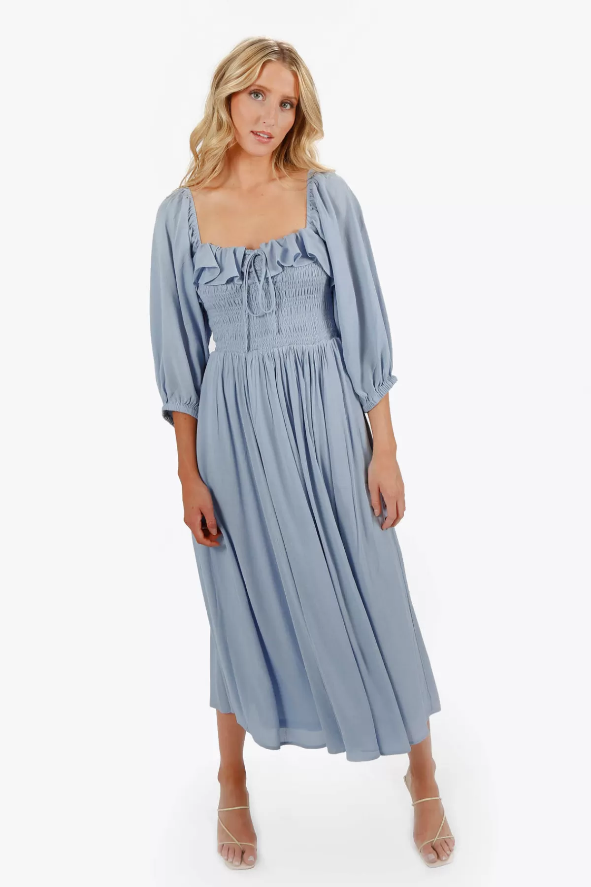 Tobi Ariadne Geri Dress Square Neck Smocked Midi Dress - * Bump Friendly Dresses | Rehearsal Dinner Dresses