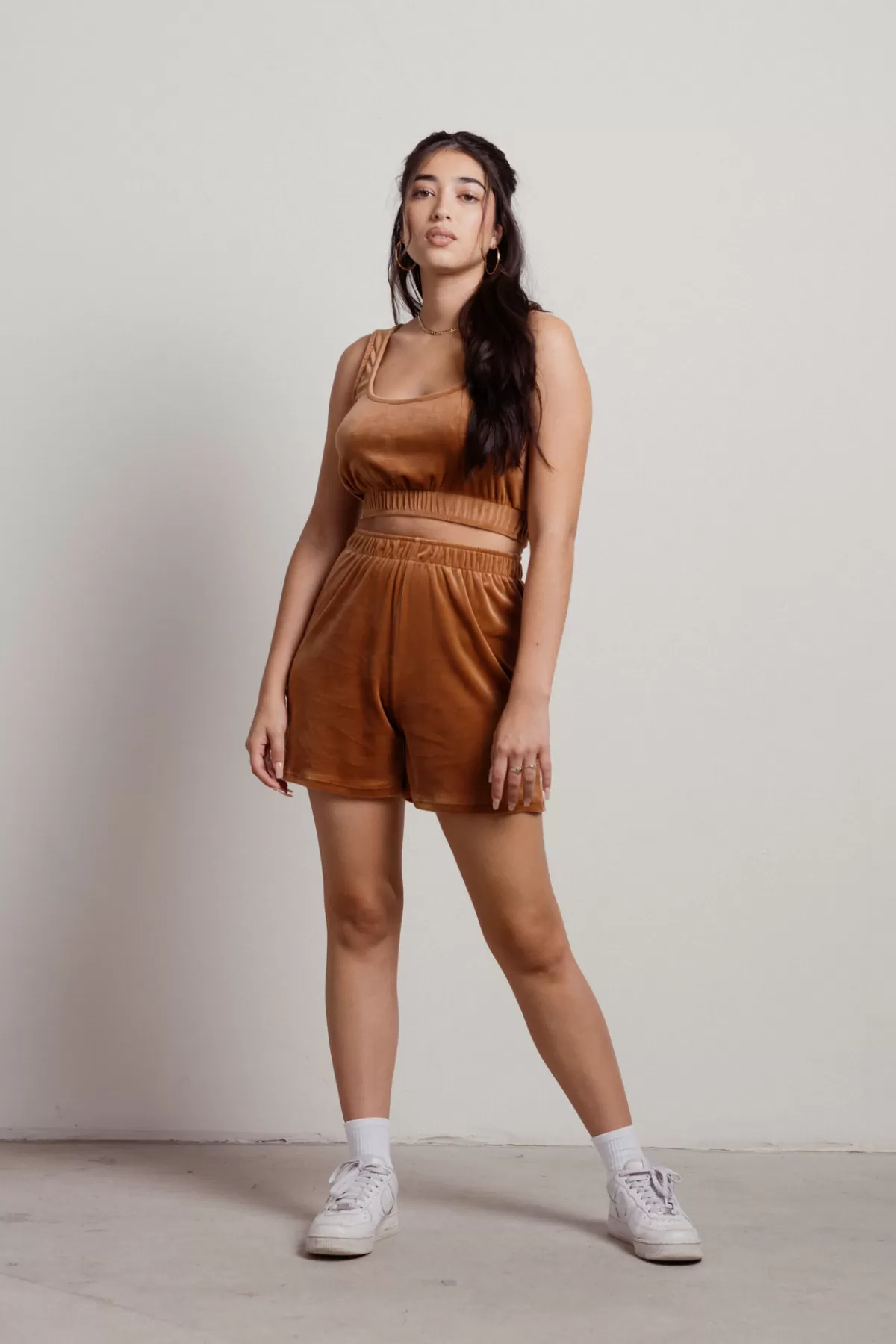 Tobi Cordae Velour Top And Short Lounge Set - Rust* Holiday Gift Guide | Shorts