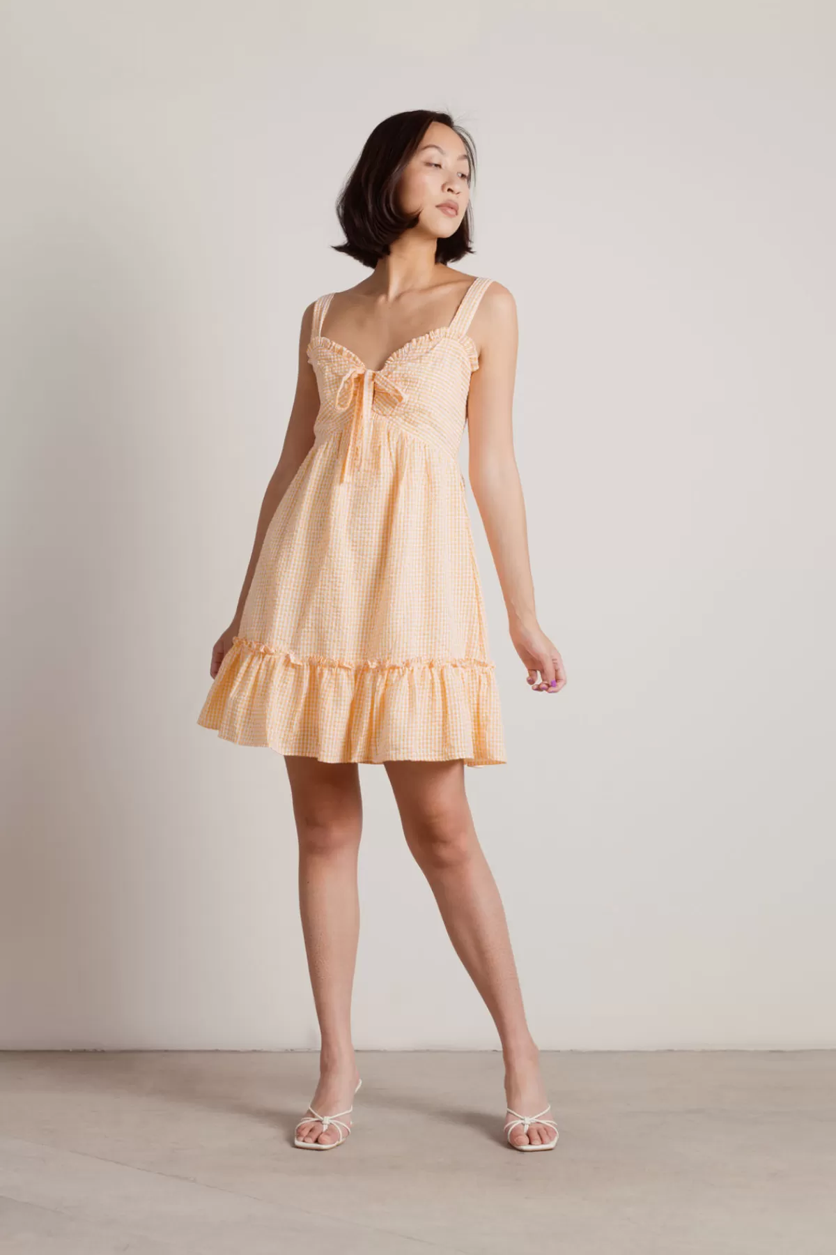 Tobi Cottage Whimsy Front Tie Gingham Mini Dress - * Honeymoon Outfits | Beach Vacation Outfits