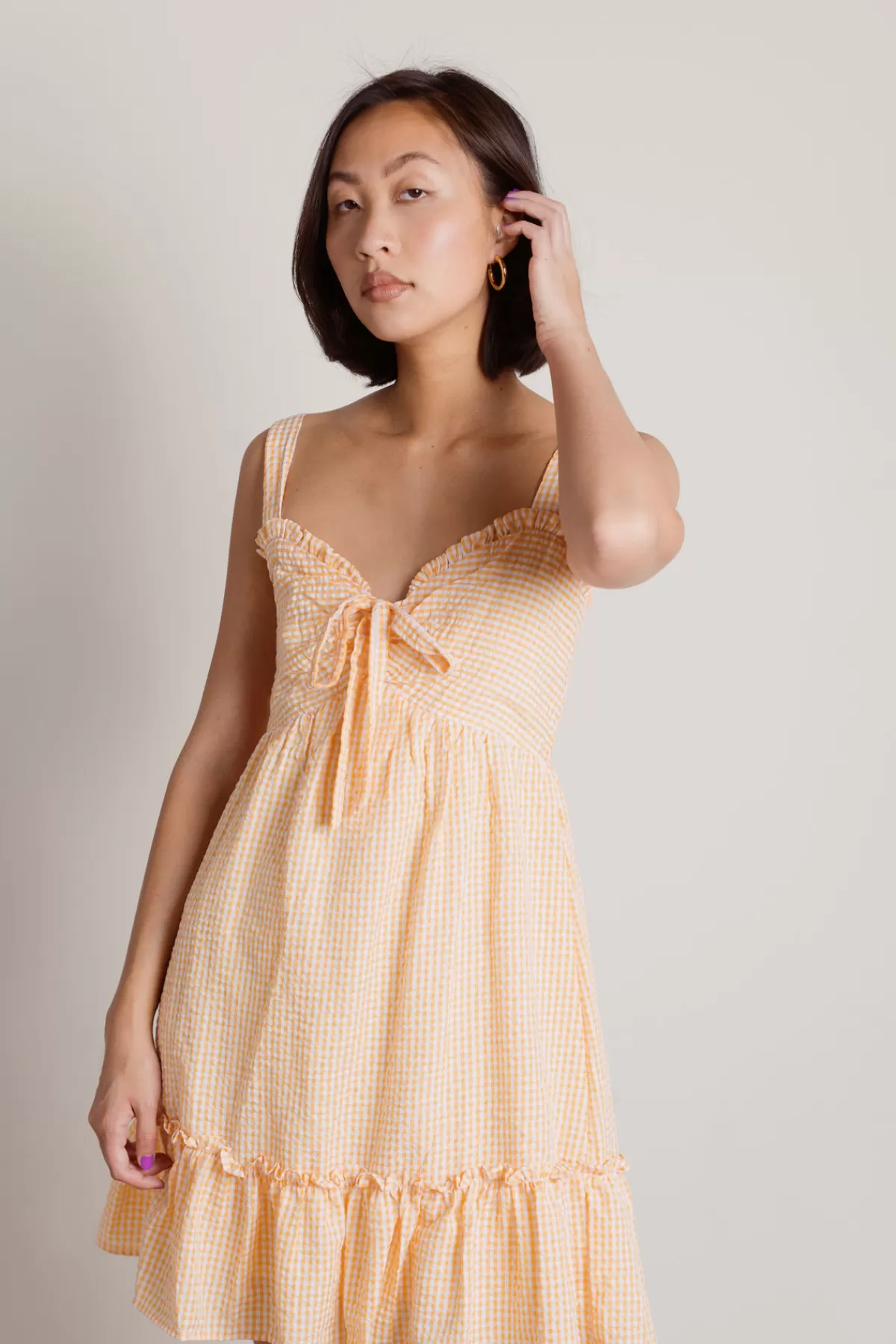 Tobi Cottage Whimsy Front Tie Gingham Mini Dress - * Honeymoon Outfits | Beach Vacation Outfits