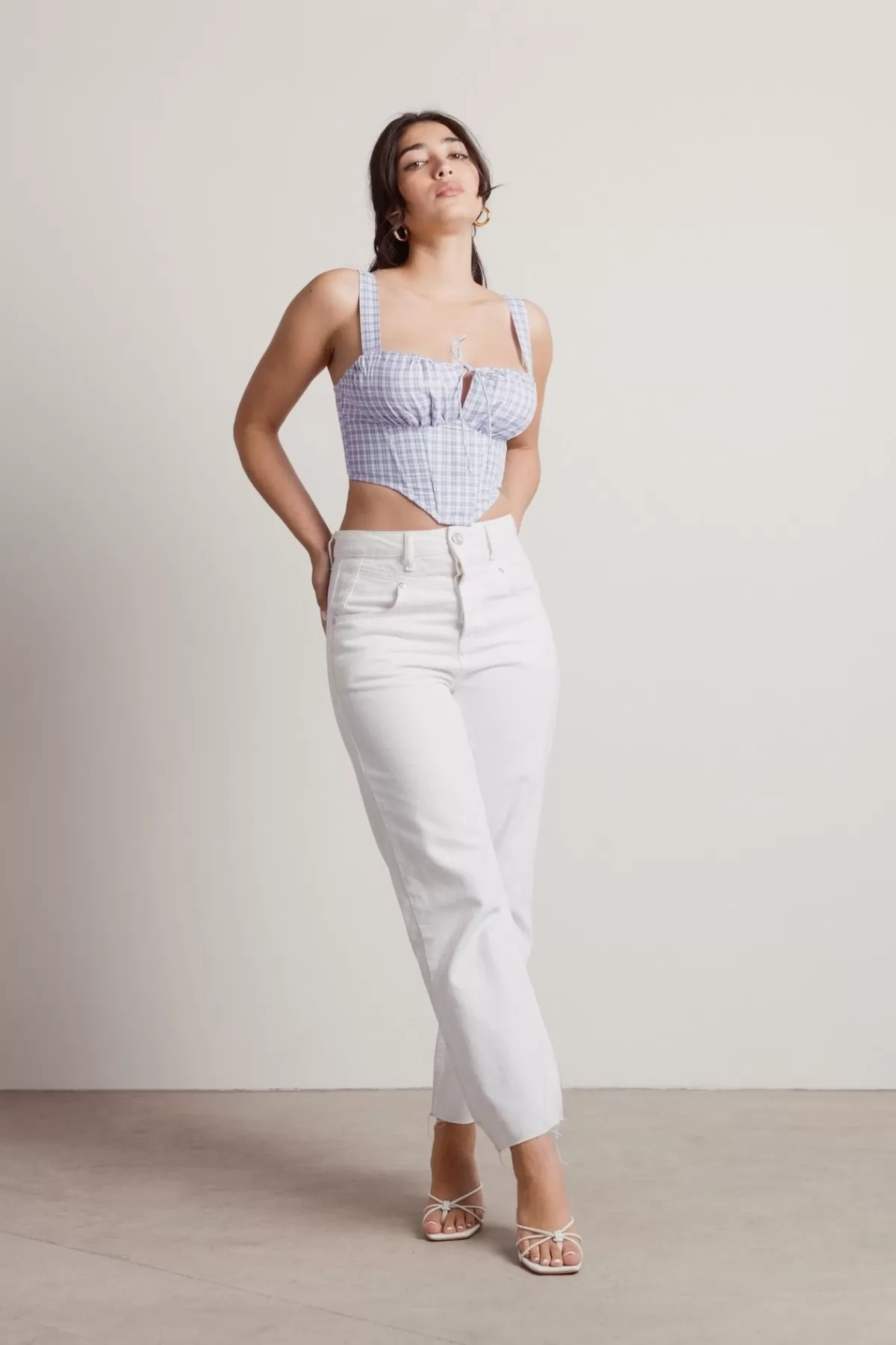 Tobi Focus On Me Corset Top - Blue Purple Plaid* Honeymoon Outfits | 4Th Of July Fashion