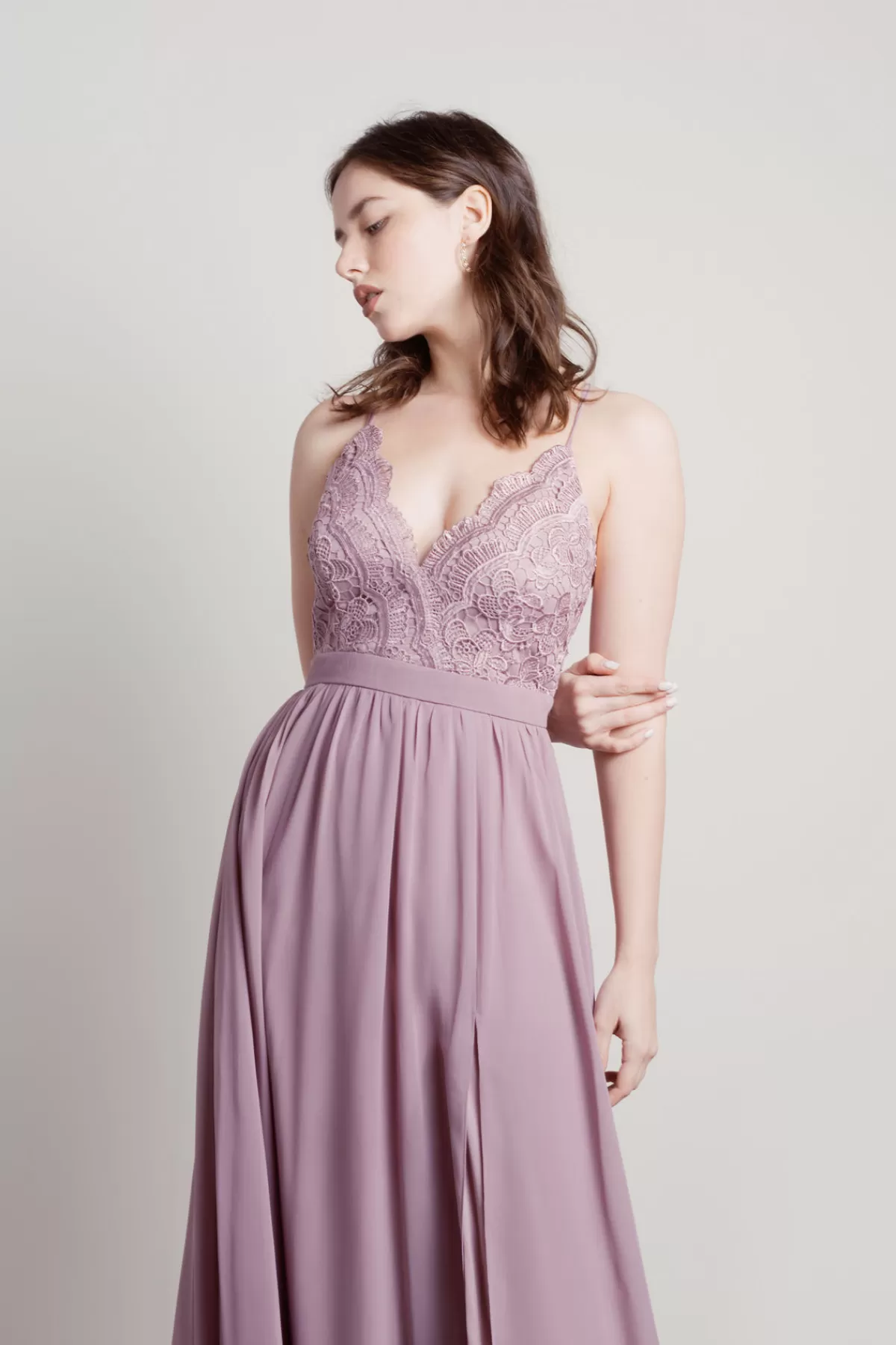 Tobi Forget Me Not Lace High Slit Maxi Dress - Blush* Mother Of The Bride Groom Dresses | Chiffon Bridesmaid Dresses