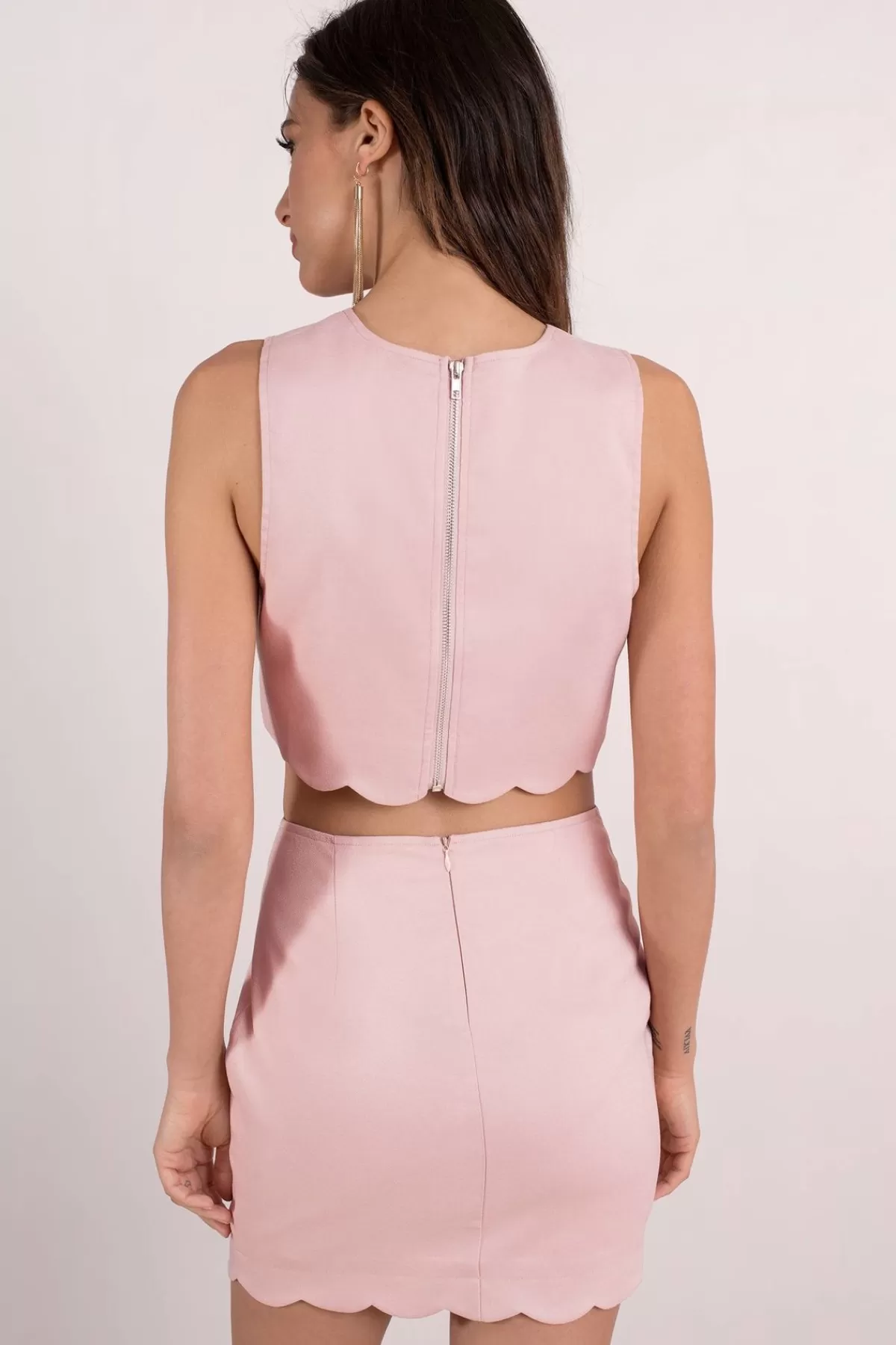 Tobi Getting Wavy Scalloped Hem Crop Top And Mini Skirt Set - White* Party Shop | Party Shop