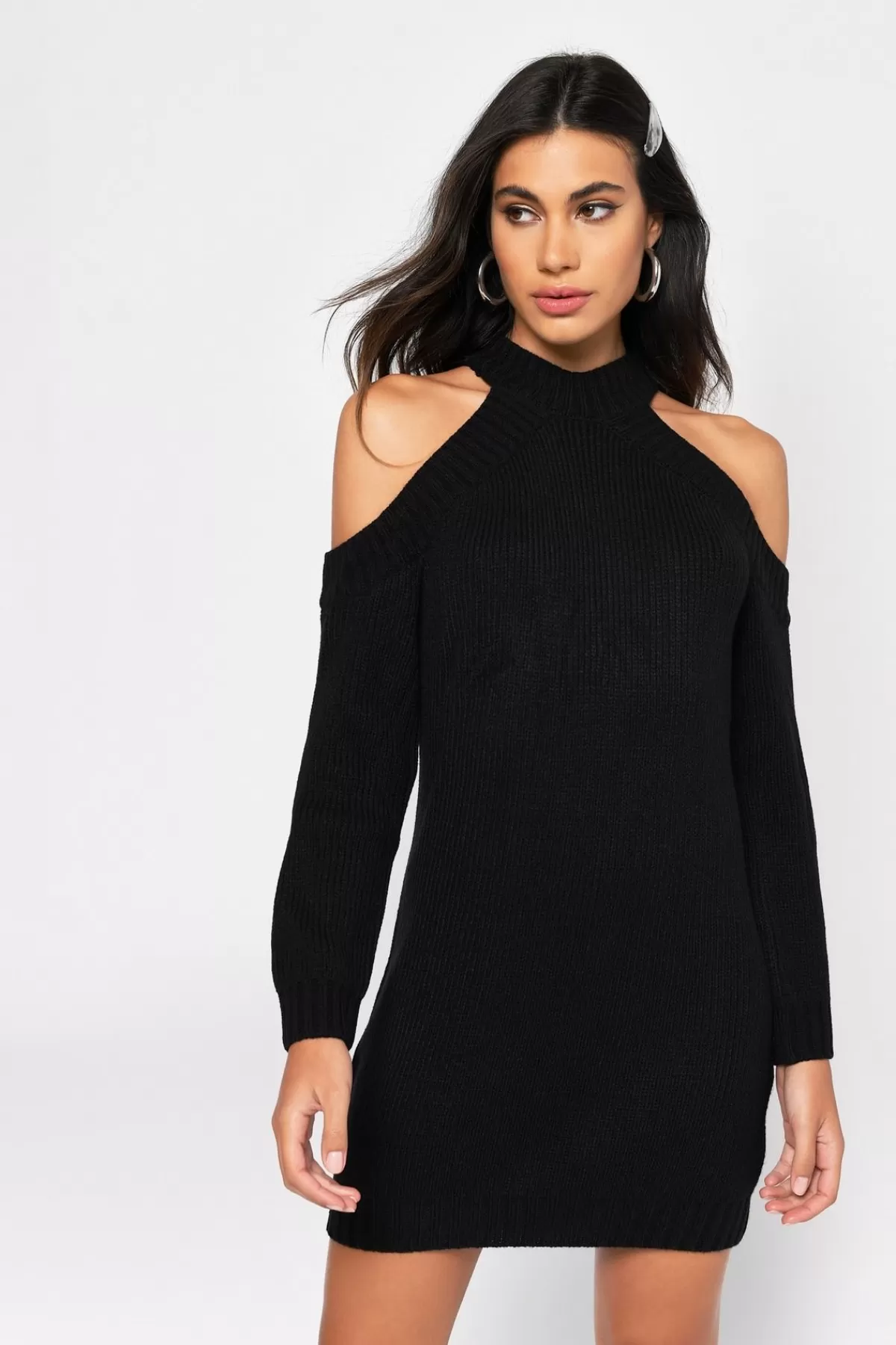 Tobi Half Thought Cold Shoulder Sweater Mini Dress - Vintage Blue* Bump Friendly Dresses | Party Shop