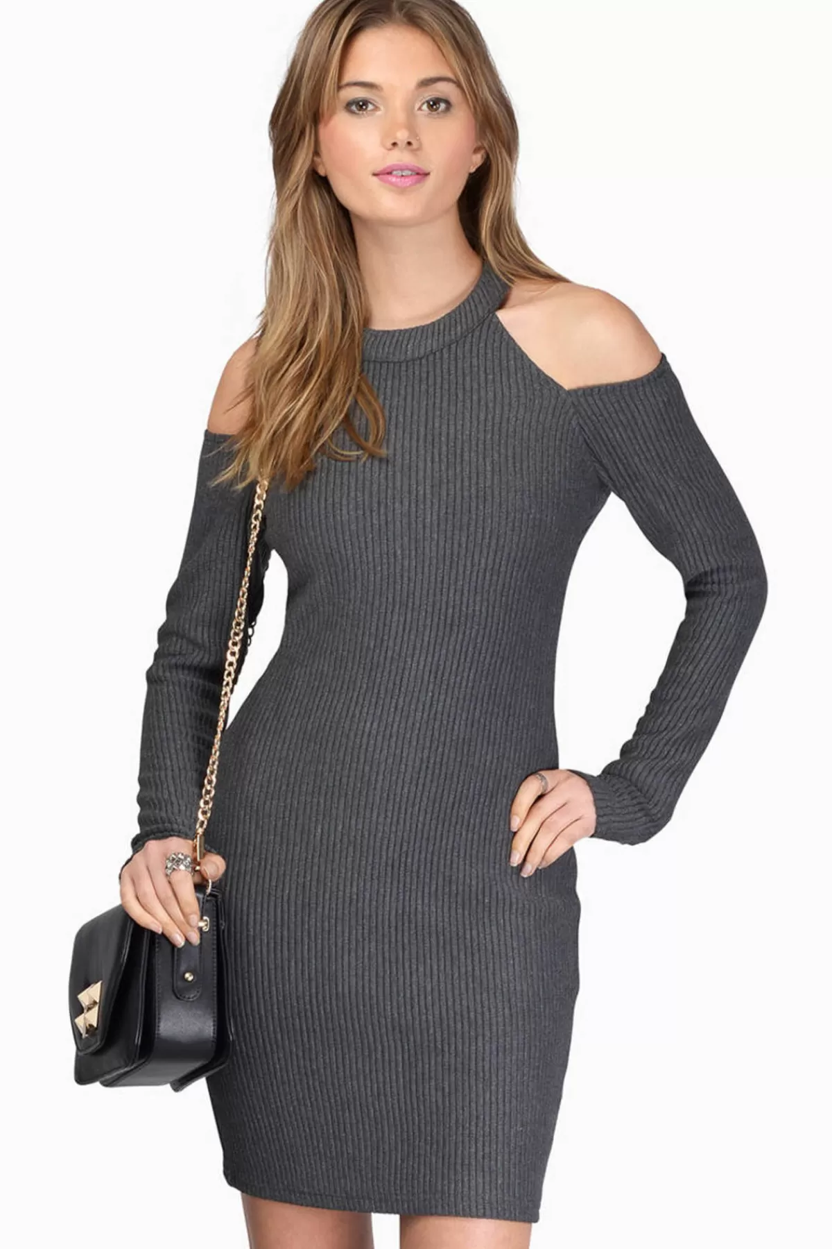 Tobi In The Knit Of Time Cutout Bodycon Mini Dress - * Grey + Silver Dresses | Work Dresses