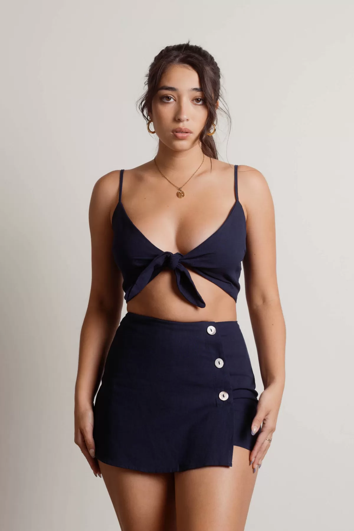 Tobi LA Forever Tie Front Crop Top And Skort Set* Beach Vacation Outfits