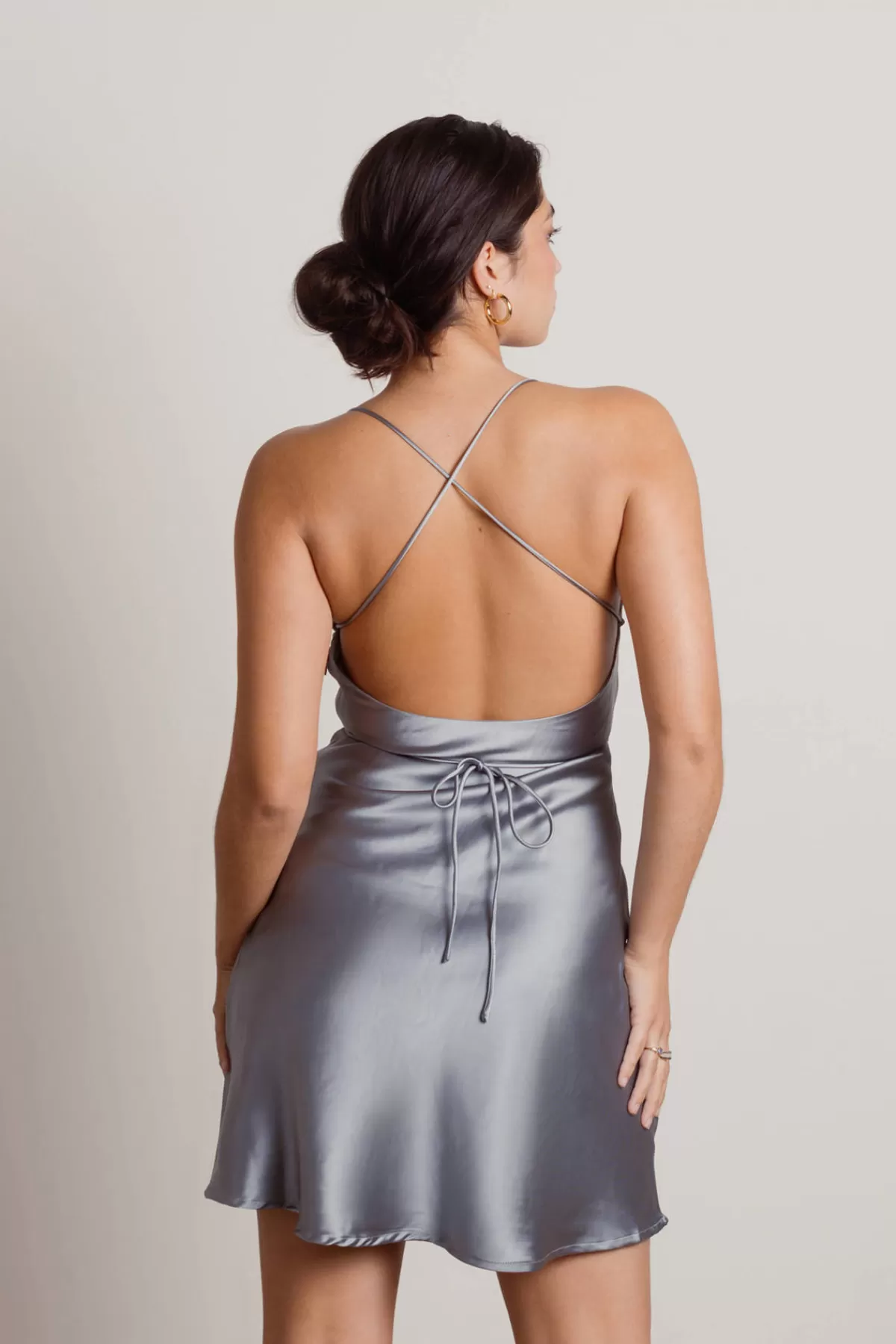 Tobi Light Up The Night Satin Cross Back Mini Dress - Off White* Bachelorette Party Dresses | Wedding Guest Dresses Under $50