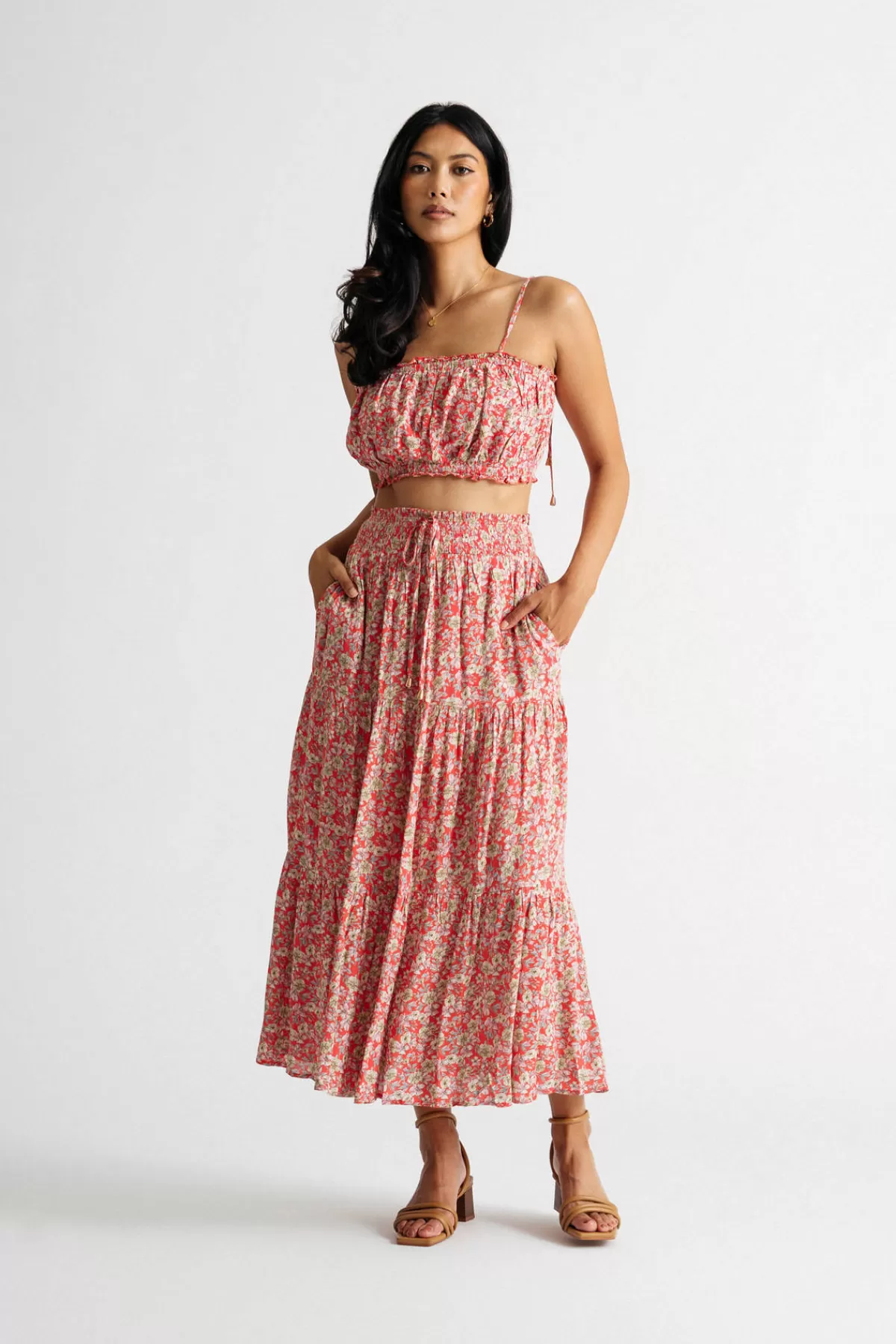 Tobi Lynx Floral Crop Top And Midi Skirt Set - * Beach Vacation Outfits | Two Piece Dresses