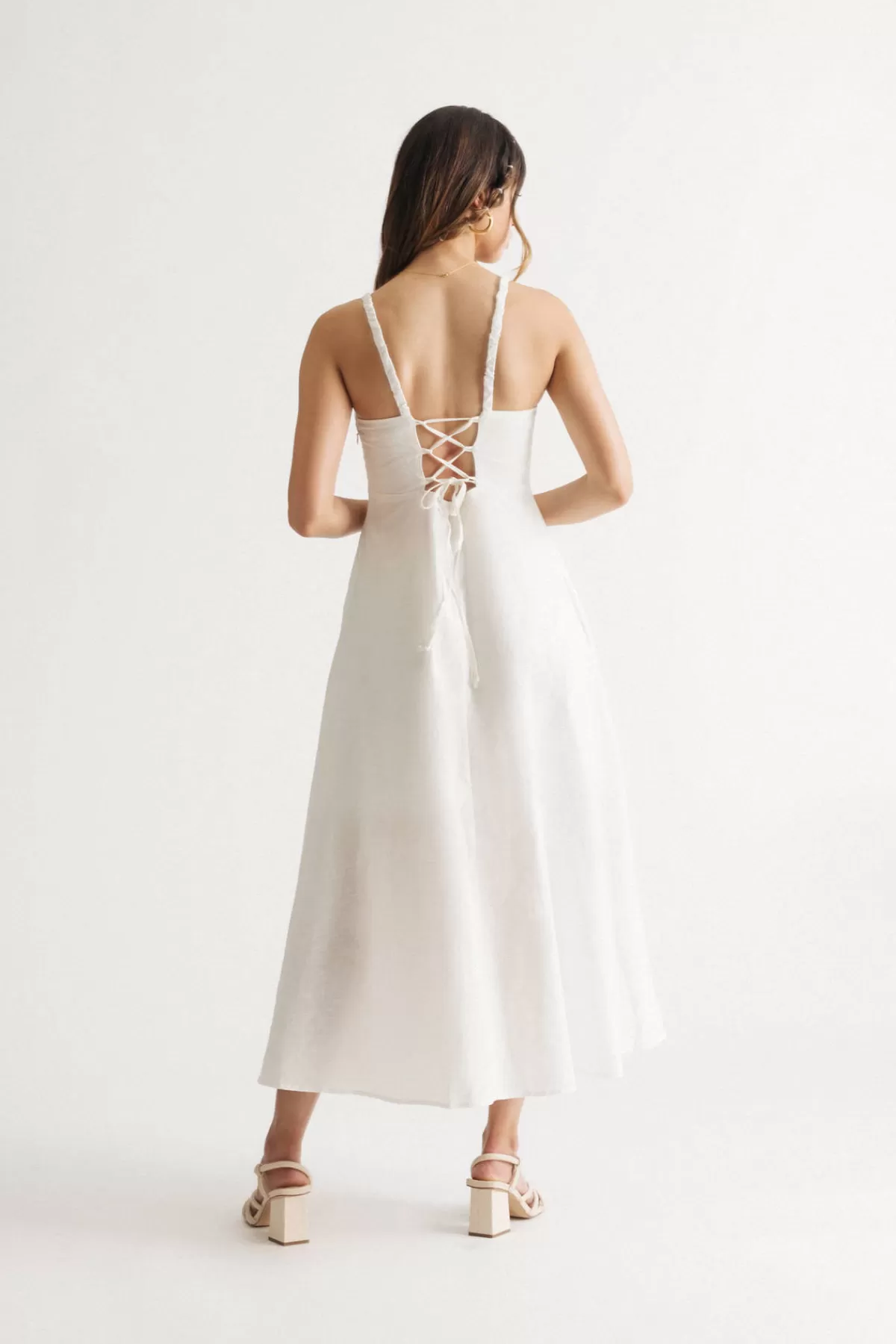Tobi Maiya Lace Up Back Midi Dress With Pockets* Honeymoon Outfits | Bump Friendly Dresses