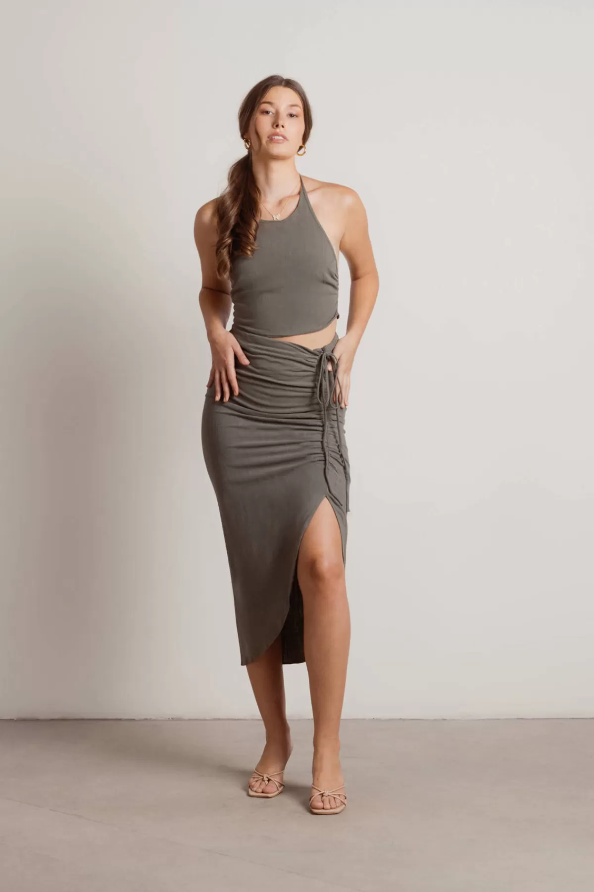 Tobi No Shame Halter Crop Top And Drawstring Midi Skirt* Vacation Shop | Night Club Outfits