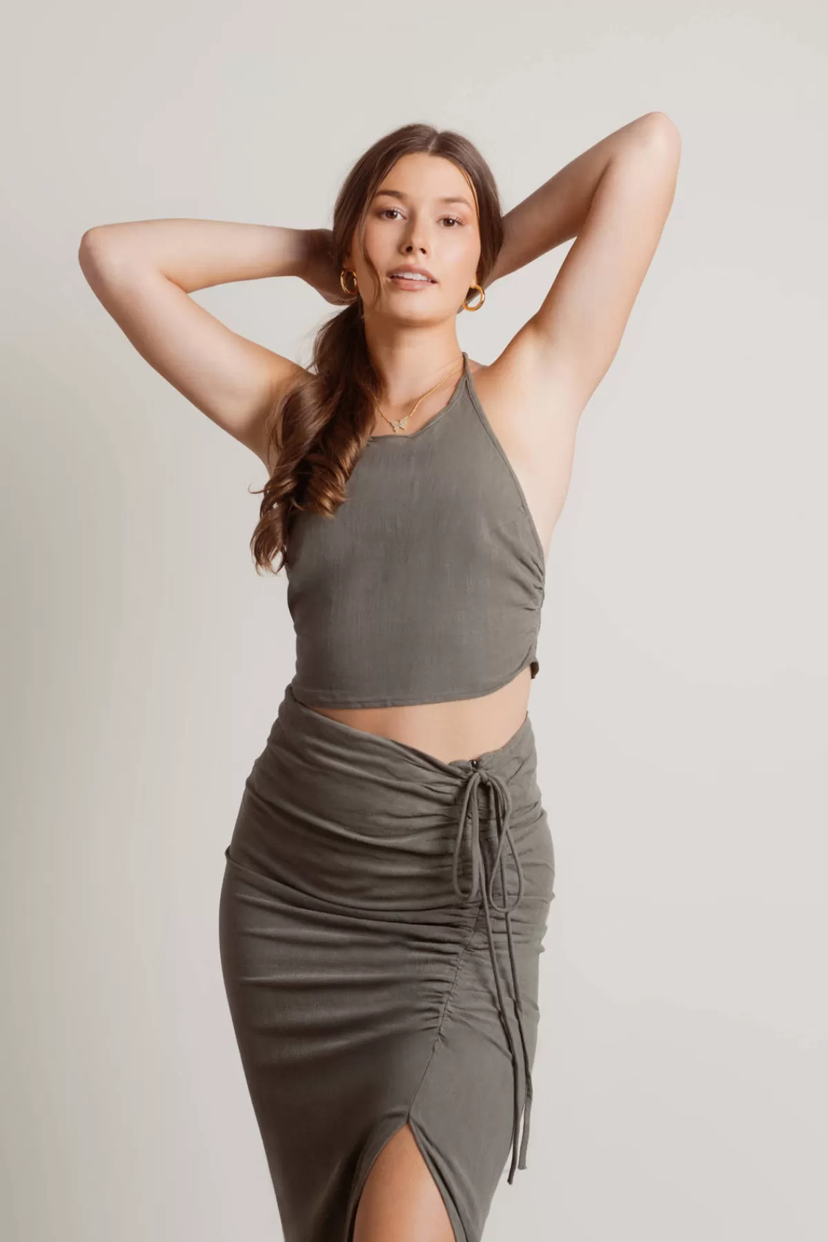 Tobi No Shame Halter Crop Top And Drawstring Midi Skirt* Vacation Shop | Night Club Outfits