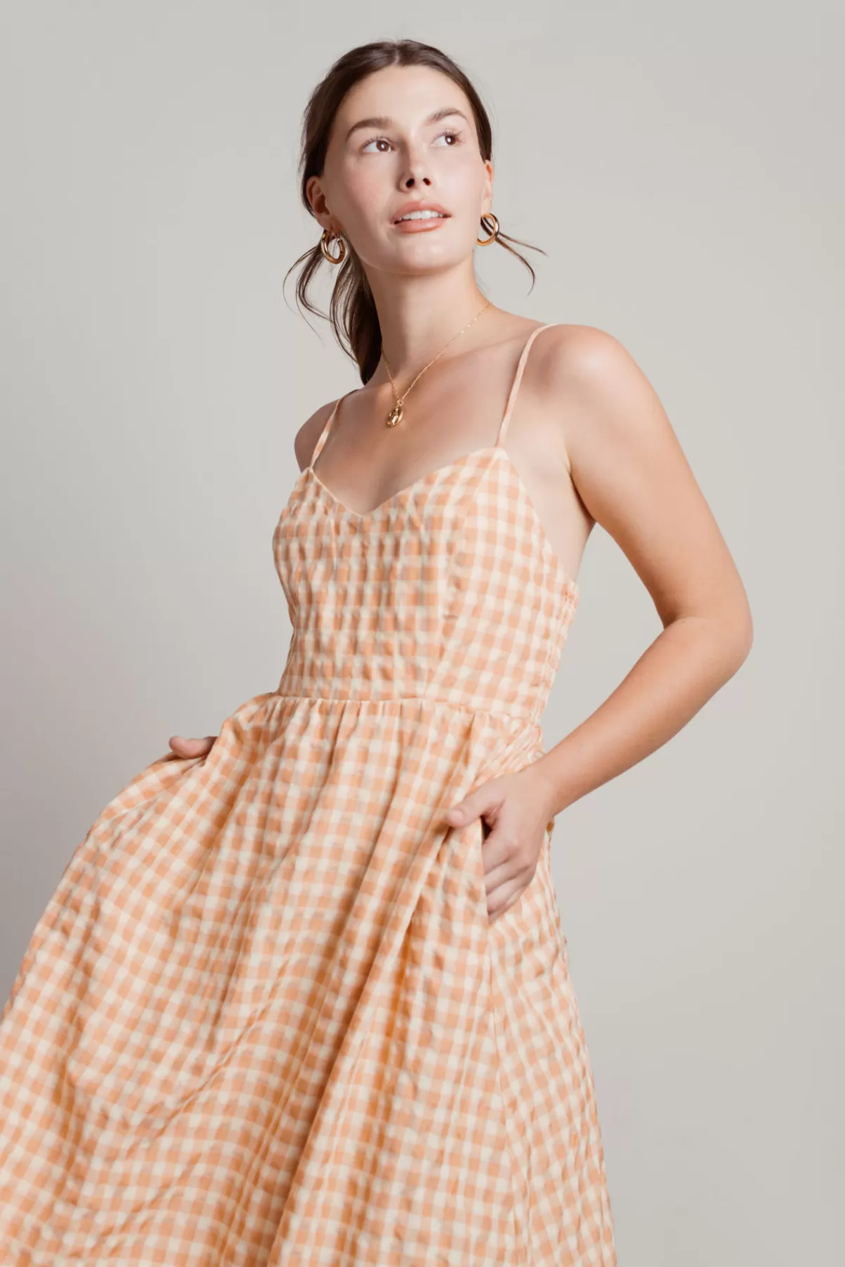 Tobi Picnic At The Cottage Gingham Cami Midi Dress - * Honeymoon Outfits | Bump Friendly Dresses