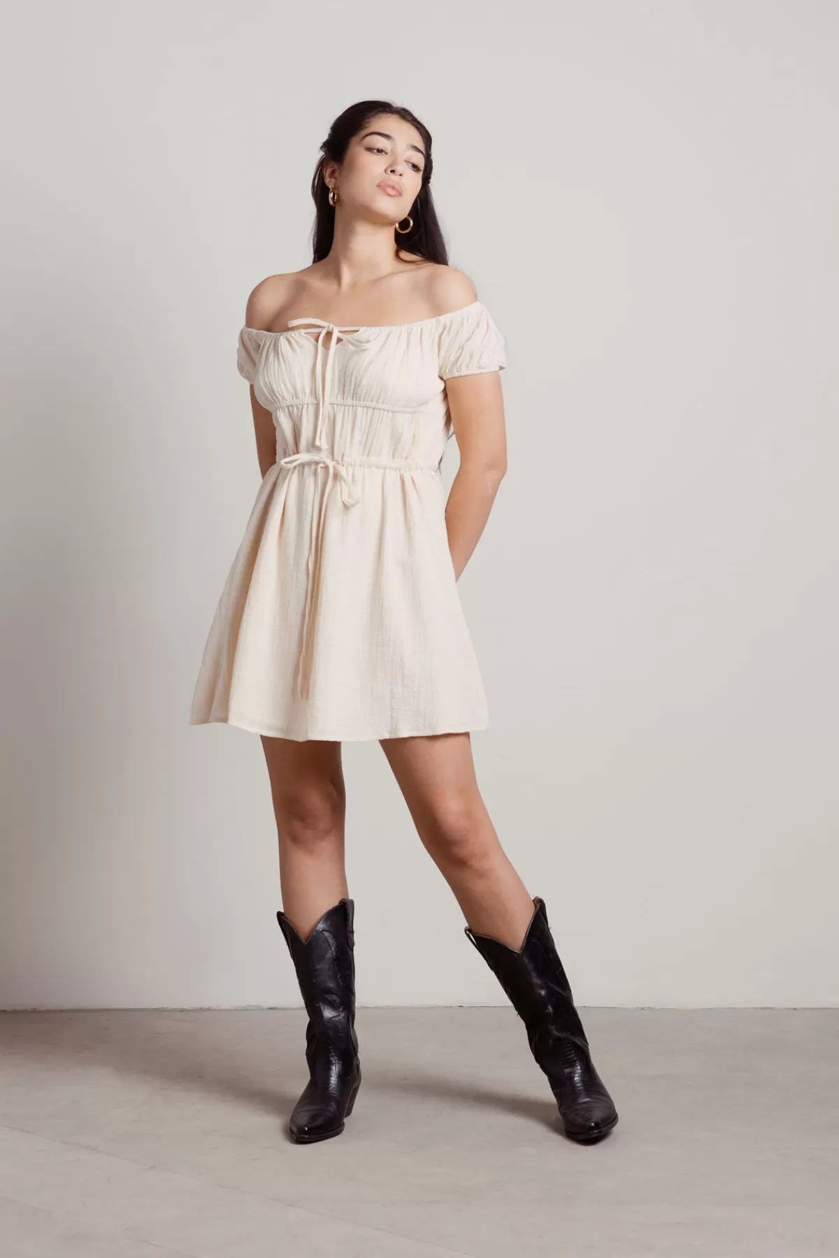 Tobi Pretty Little Things Off The Shoulder Babydoll Mini Dress - * Resort Wear | Beach Dresses