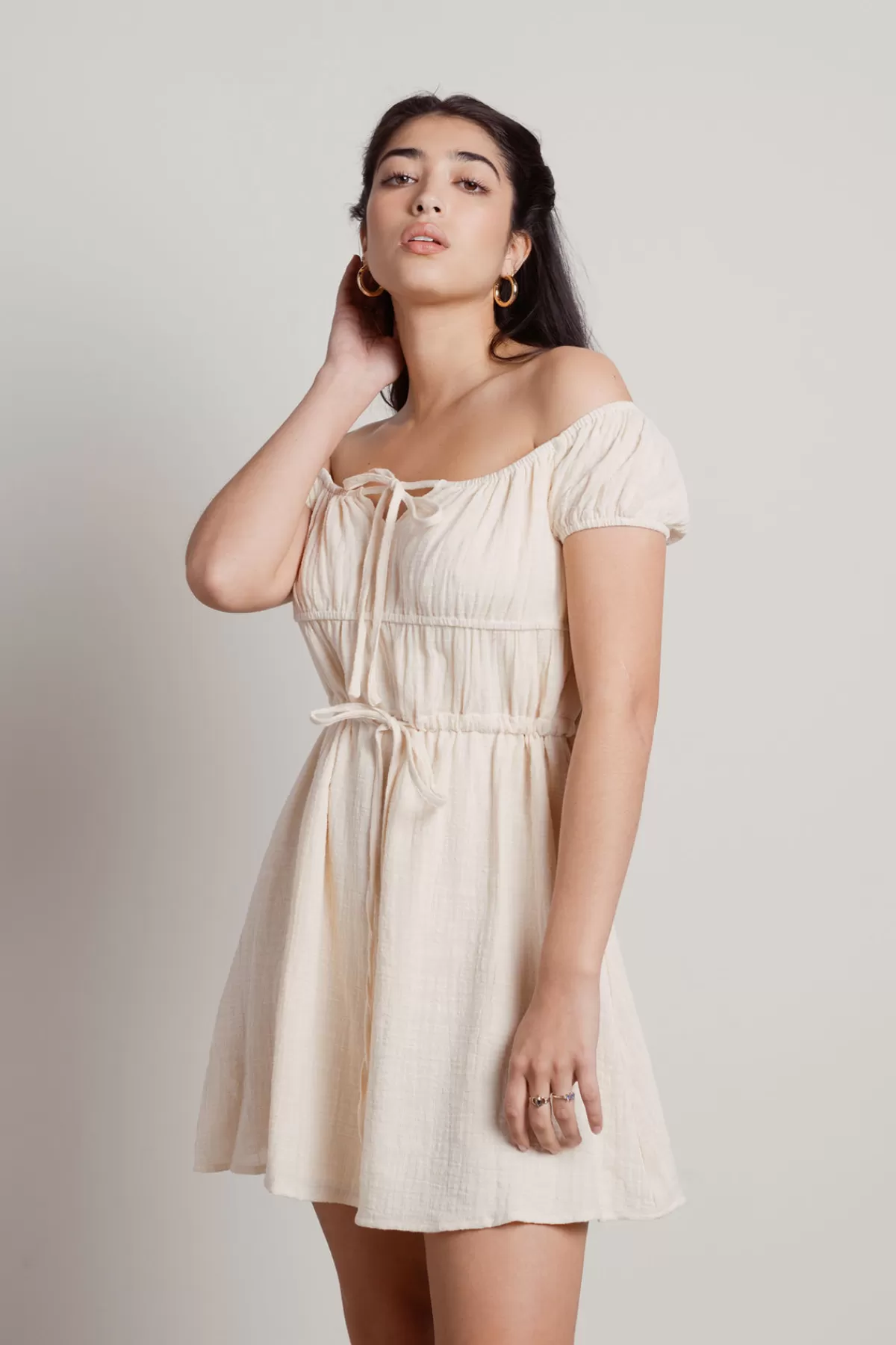 Tobi Pretty Little Things Off The Shoulder Babydoll Mini Dress - * Resort Wear | Beach Dresses
