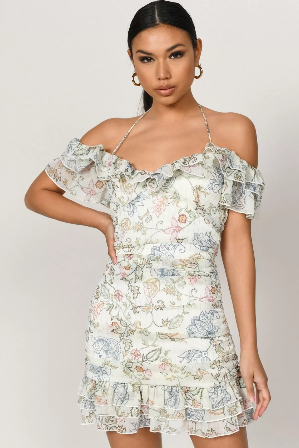 Tobi Rowena Floral Cold Shoulder Mini Dress - * Summer Wedding Guest Dresses | Valentines Day Outfits