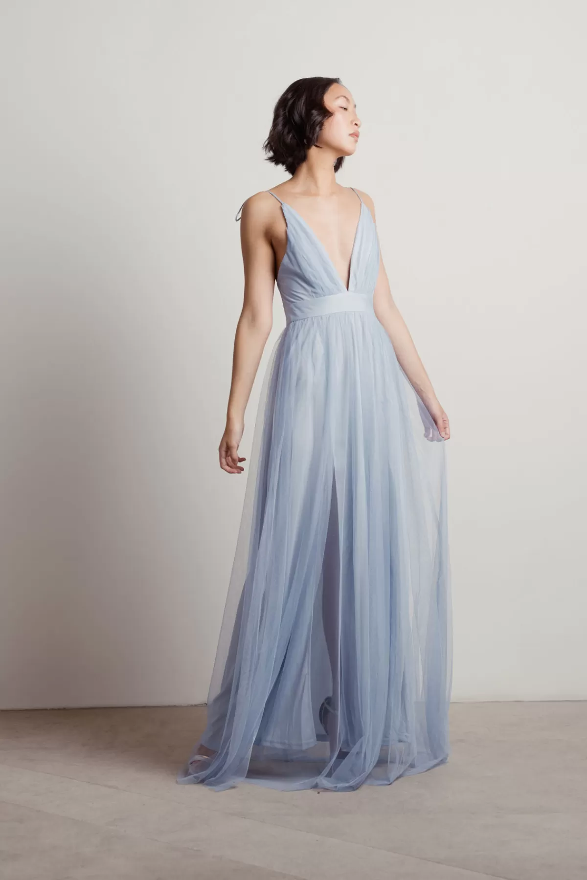 Tobi Slay The Night Deep V Double High Slit Maxi Dress - Burgundy* Chiffon Bridesmaid Dresses | Bridesmaid Dresses