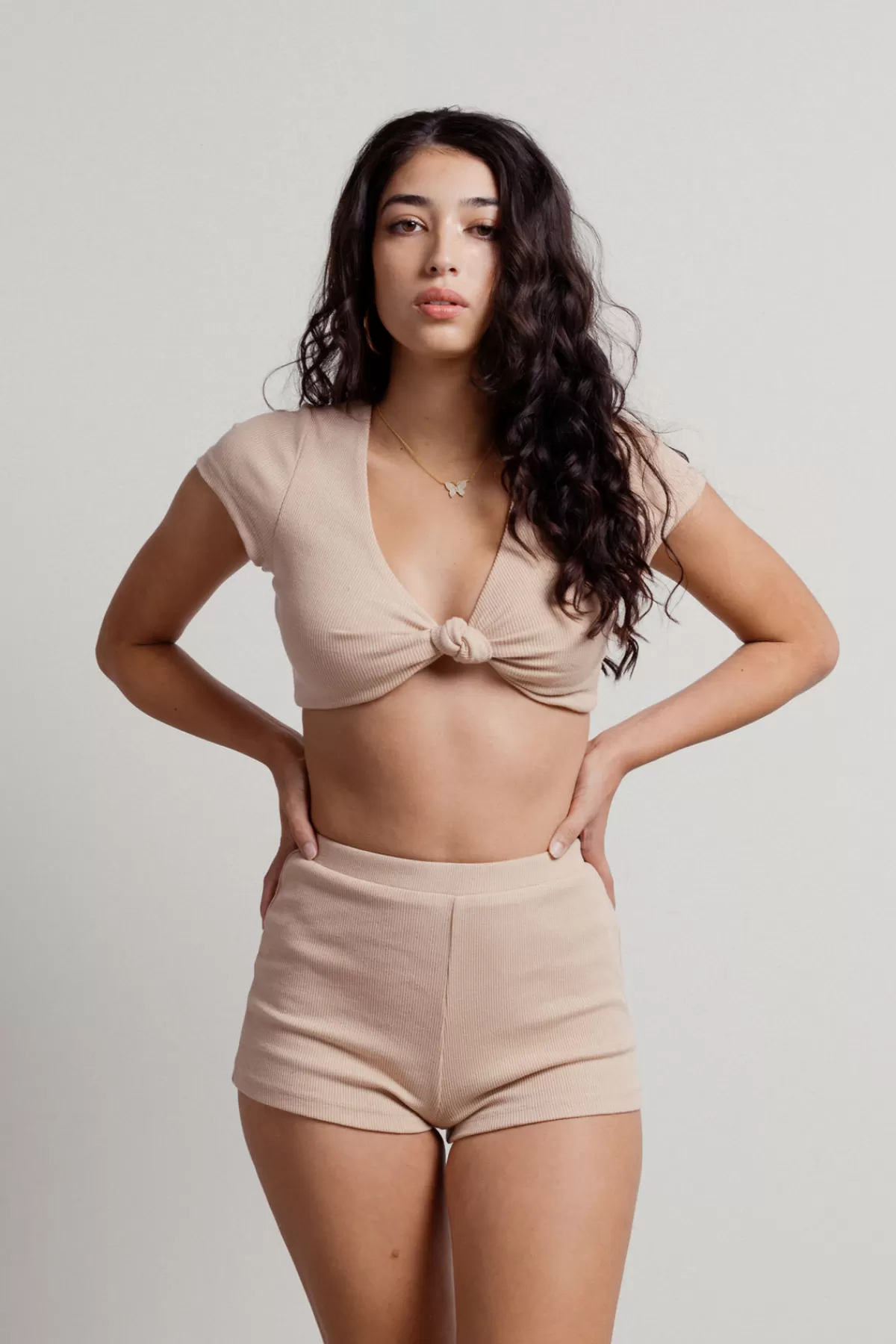 Tobi Stay Cozy Ribbed Crop Top And Short Set - * Shorts