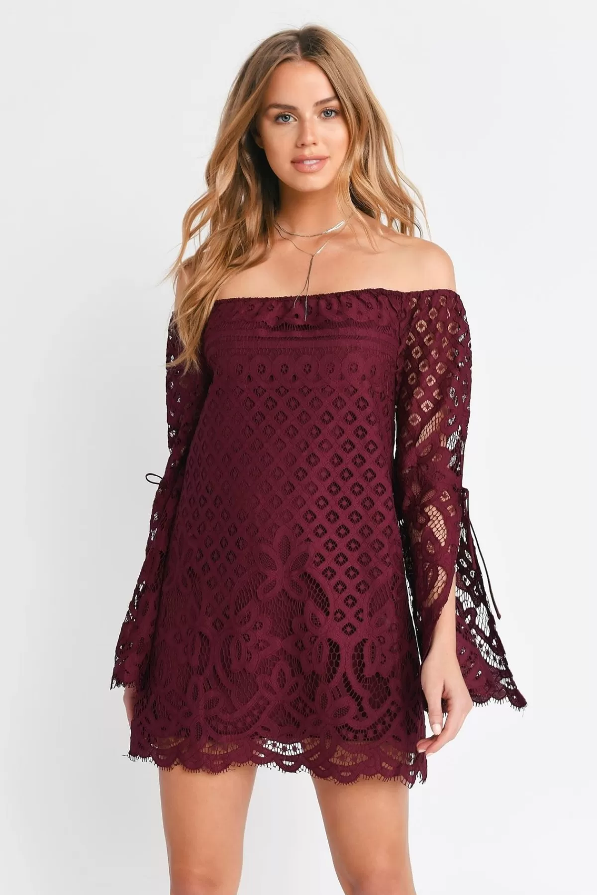 Tobi Take My Hand Off The Shoulder Lace Mini Dress - * Valentines Day Outfits | Halloween Outfits