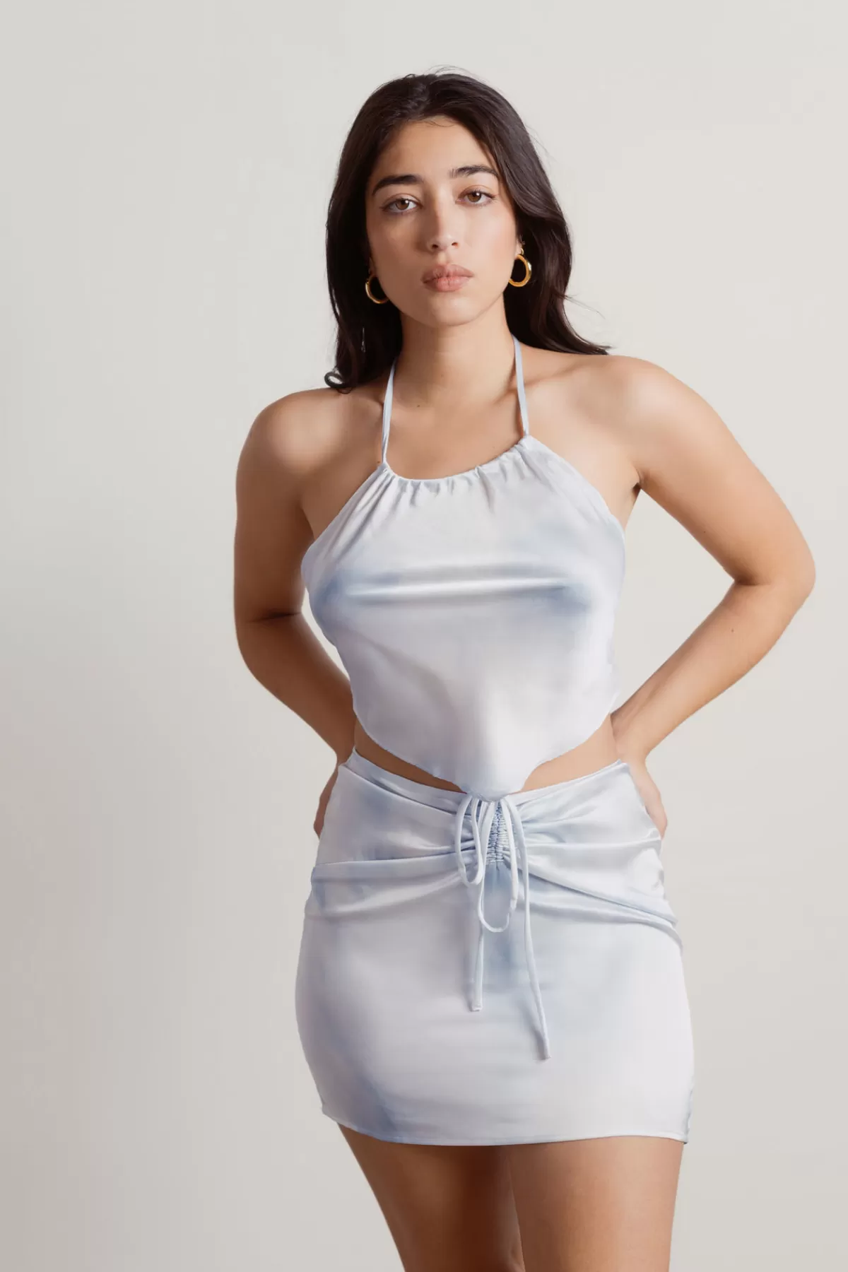 Tobi Tamara Tie Dye Crop Top And Mini Skirt Set - Grey* Beach Vacation Outfits | Night Club Outfits