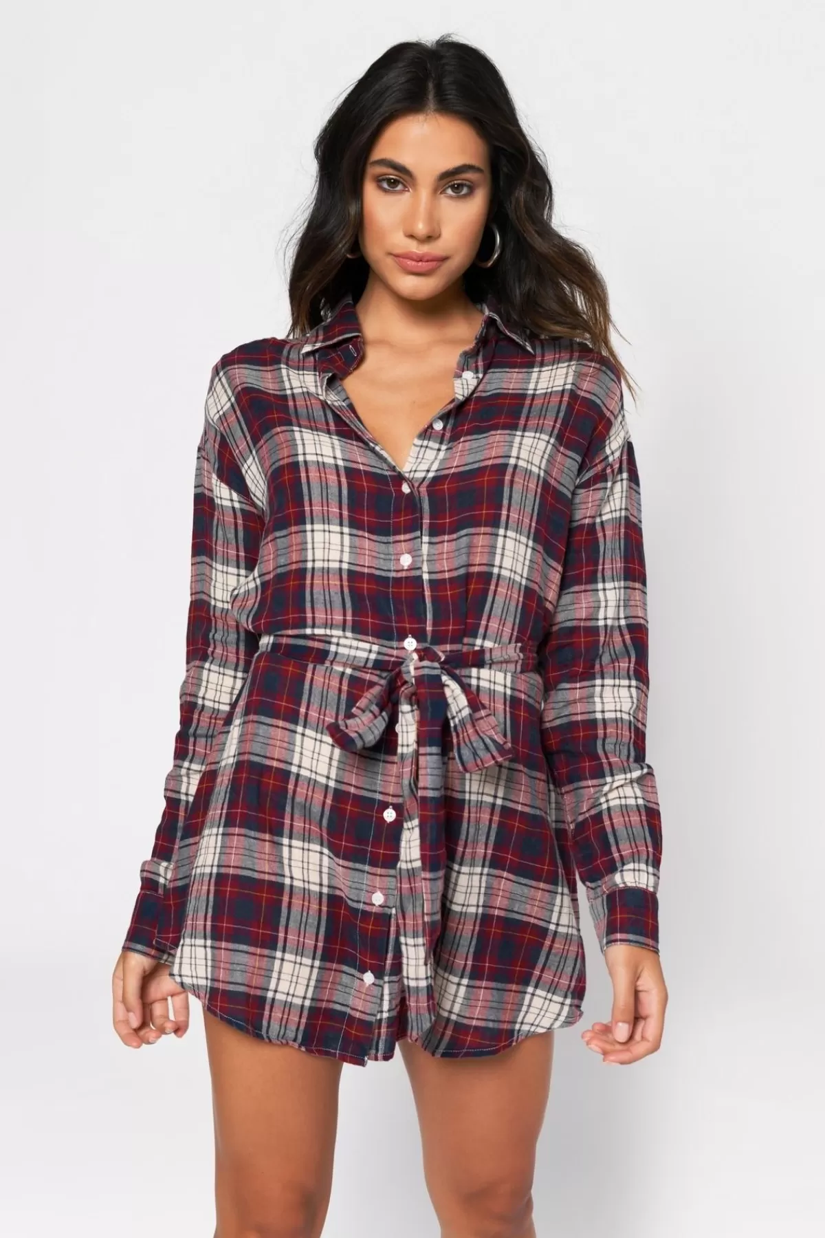 Tobi The Good Times Plaid Button Up Mini Dress - * Airport & Travel Outfits | Shift Dresses