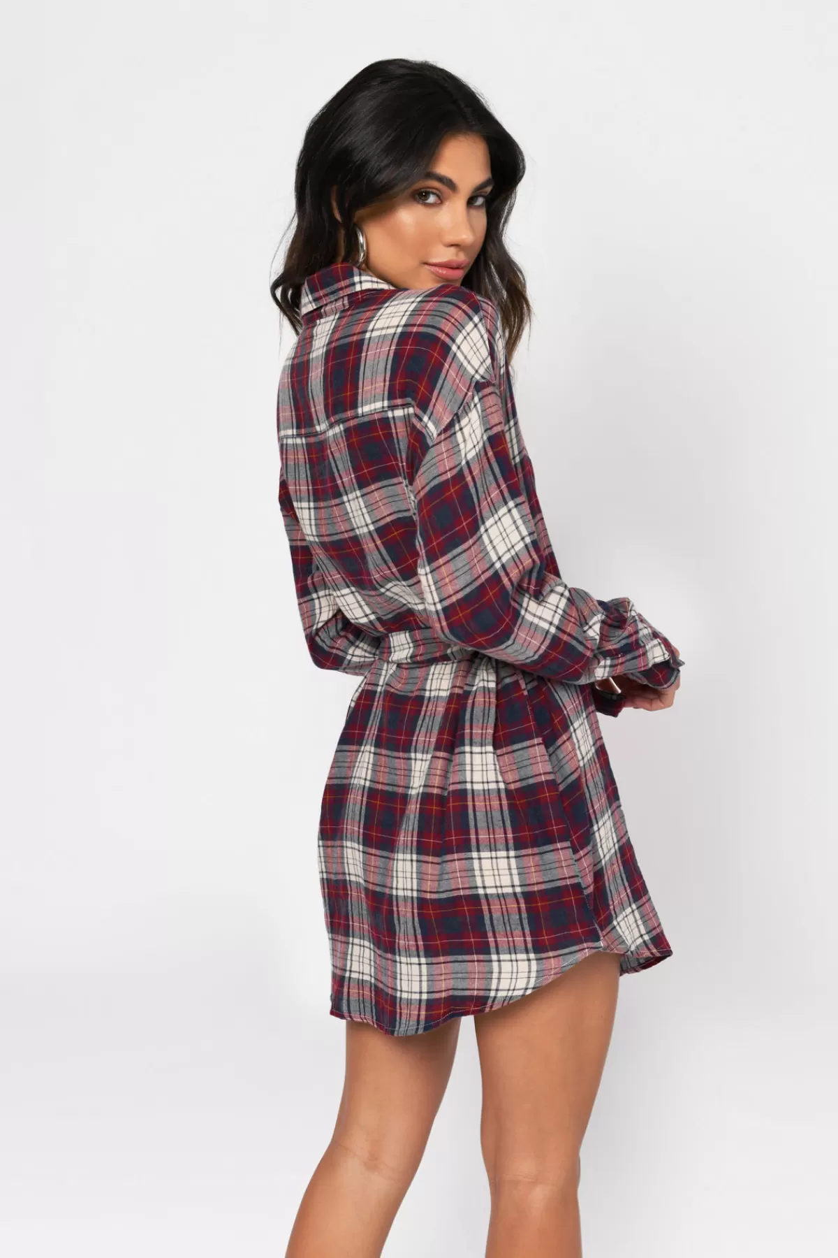 Tobi The Good Times Plaid Button Up Mini Dress - * Airport & Travel Outfits | Shift Dresses