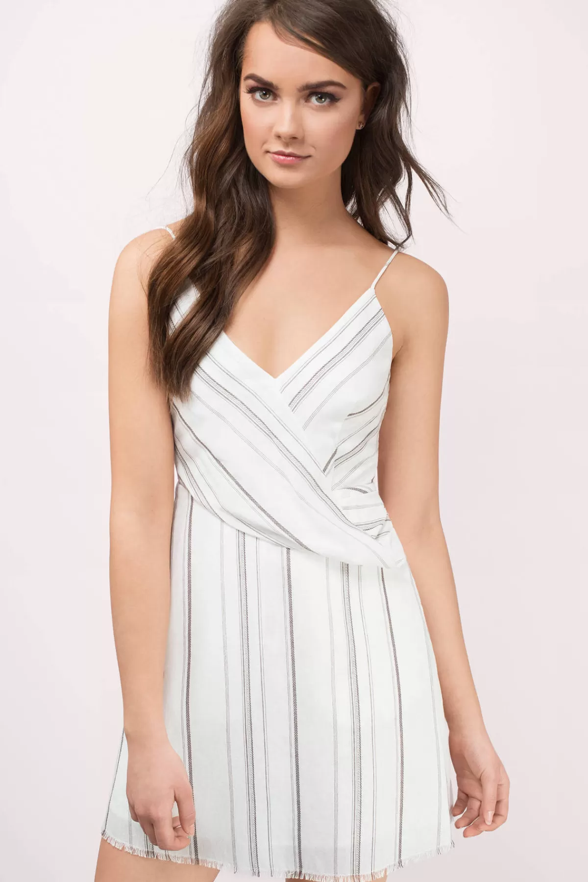 Tobi The Jetset Diaries Raya Stripe Skater Mini Dress - Charcoal Stripe* Graduation Outfits | Casual Dresses