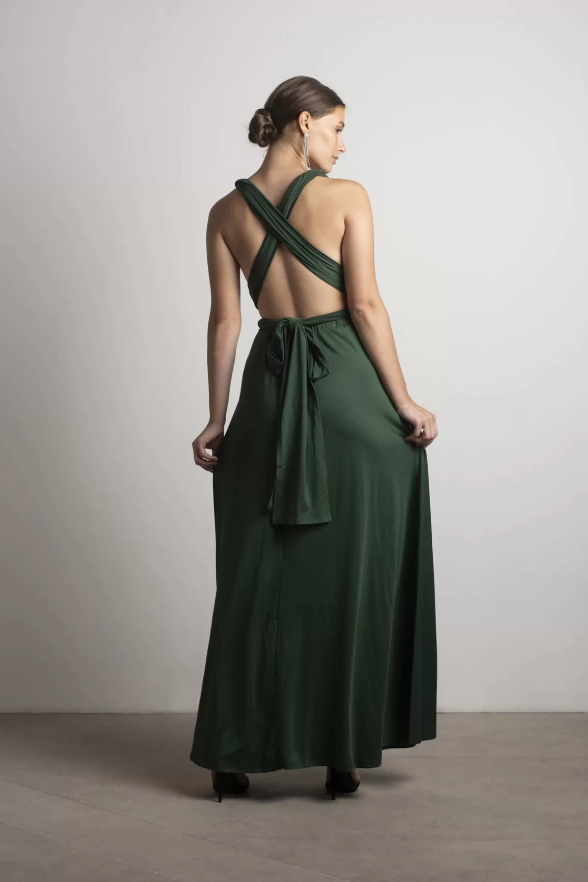 Tobi Think It Through Multiway High Slit Maxi Dress - Hunter Green* Bump Friendly Dresses | Bridesmaid Dresses