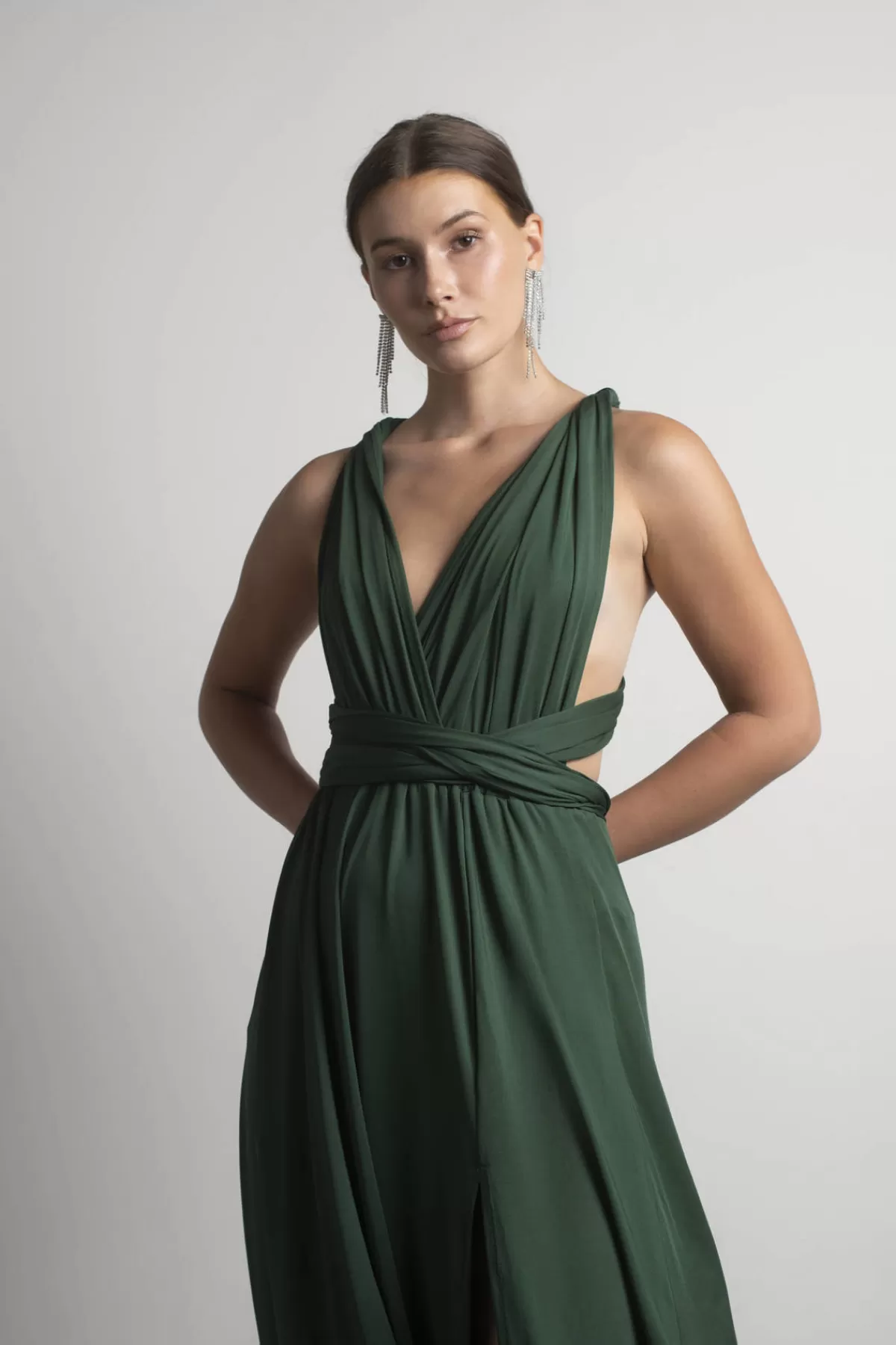 Tobi Think It Through Multiway High Slit Maxi Dress - Hunter Green* Bump Friendly Dresses | Bridesmaid Dresses