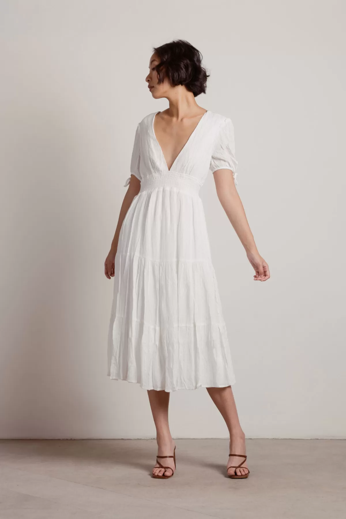 Tobi You Got It Deep V Neck Lurex Midi Dress* Honeymoon Outfits | Bump Friendly Dresses