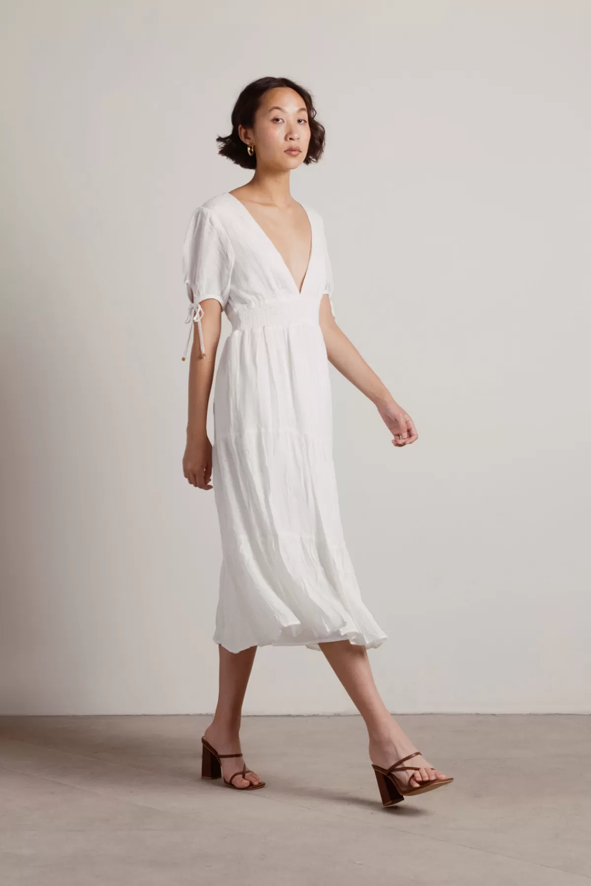 Tobi You Got It Deep V Neck Lurex Midi Dress* Honeymoon Outfits | Bump Friendly Dresses